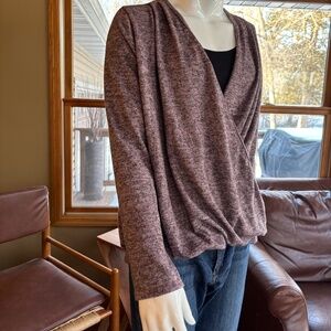 Heather Pink and Grey Cardigan Attached at Waist 2X Like New